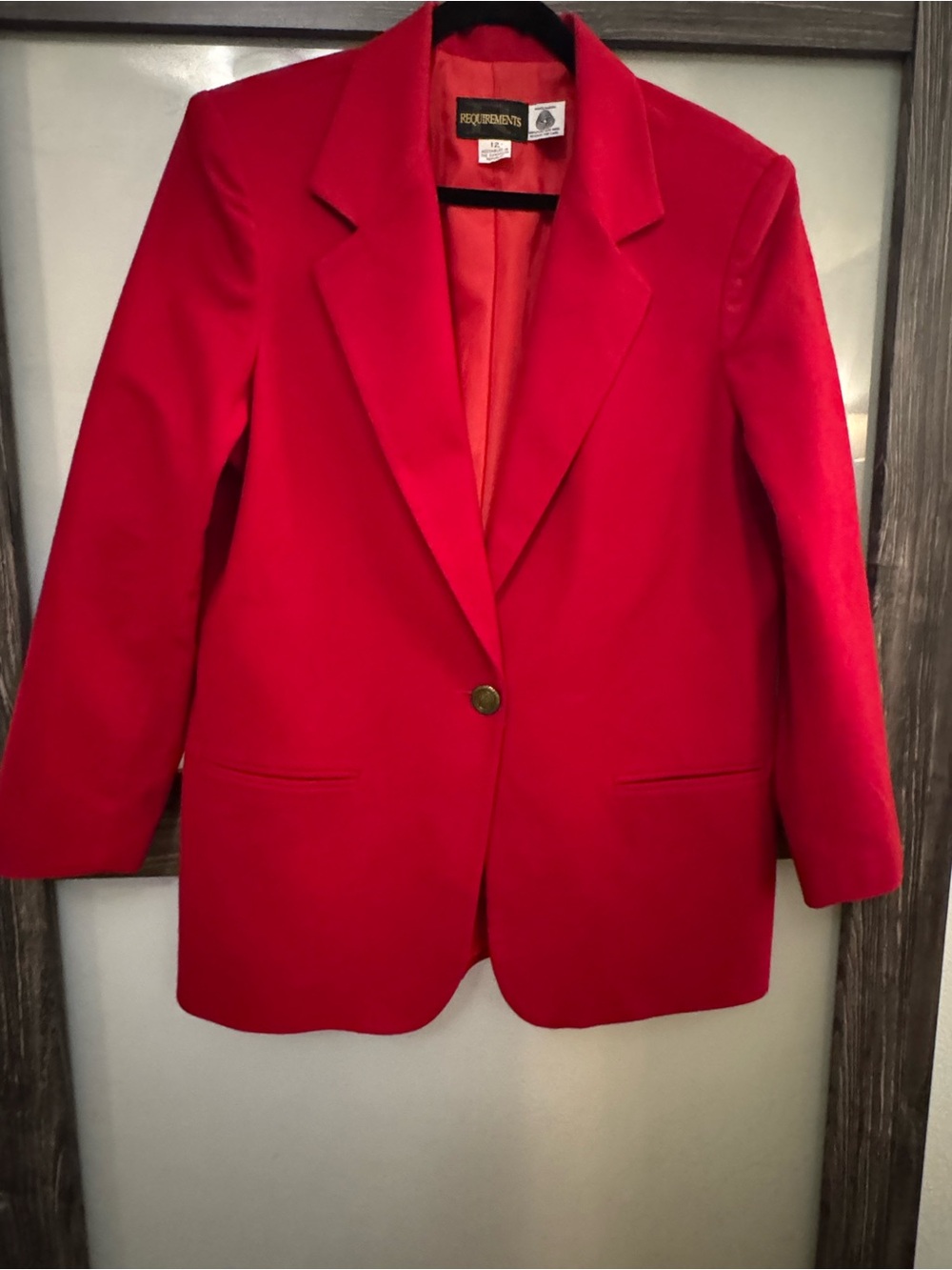 Requirements Women's Red 100% Wool Single-Button Blazer